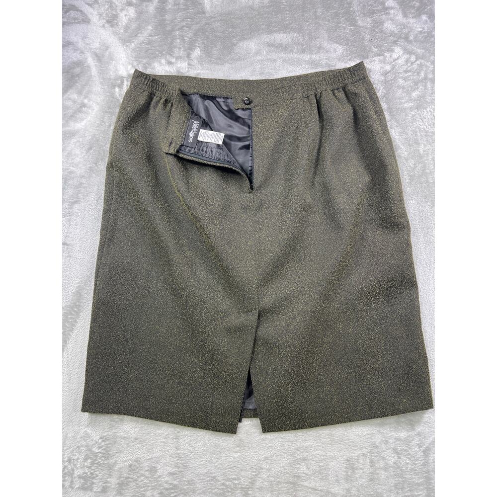 Sag Harbor Green Textured Skirt Womens 20W Plus Size Earth Tone Knee Length - Picture 3 of 7